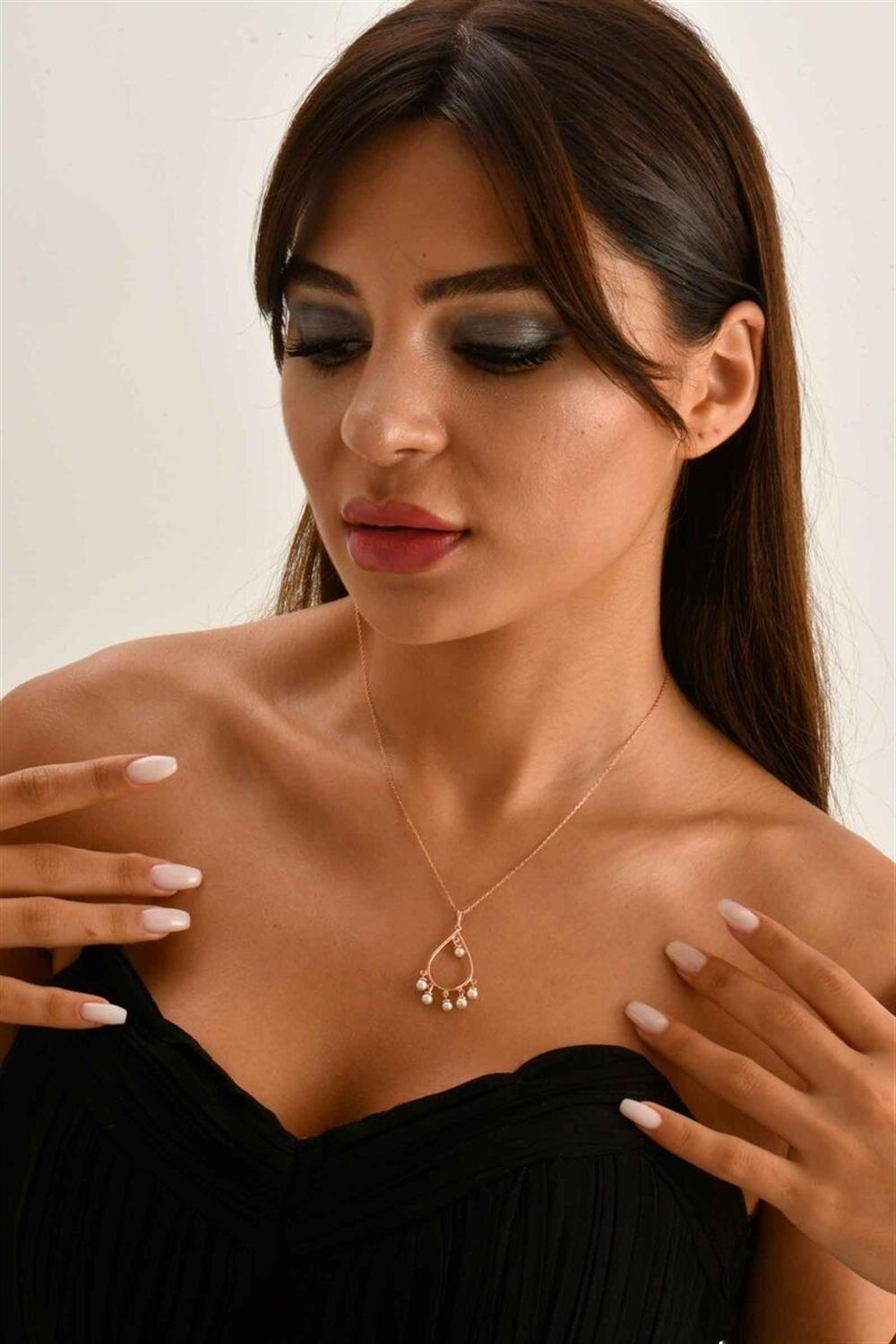 İncili 925 Ayar Gümüş Kolye