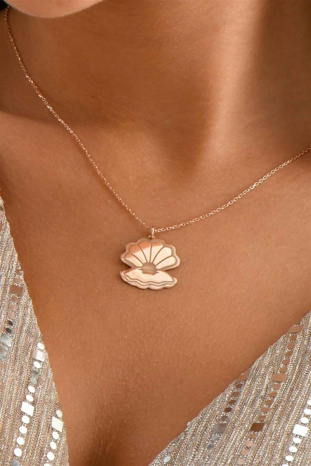 İstiridye 925 Ayar Gümüş Kolye
