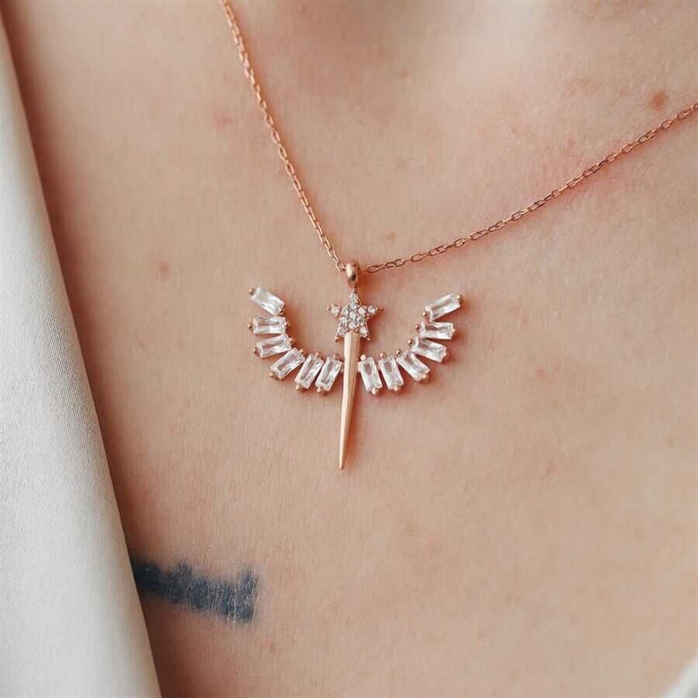 Kanatlı Sihirli Değnek 925 Ayar Gümüş Kolye