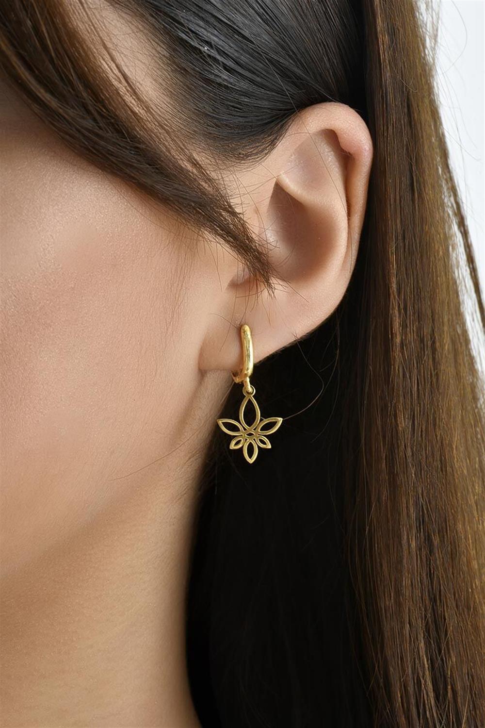 Lotus Çiçeği 925 Ayar Gümüş Küpe