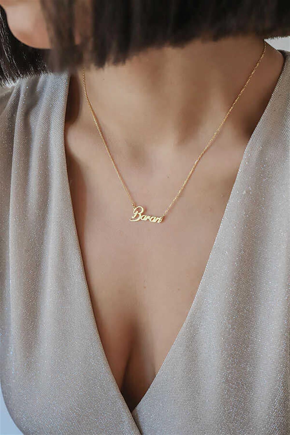 Minimal İsim 925 Ayar Gümüş Kolye