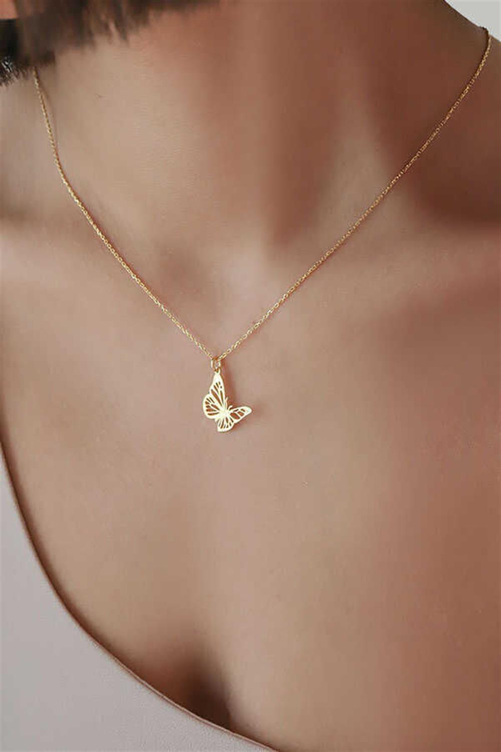 Minimal Kelebek 925 Ayar Gümüş Kolye