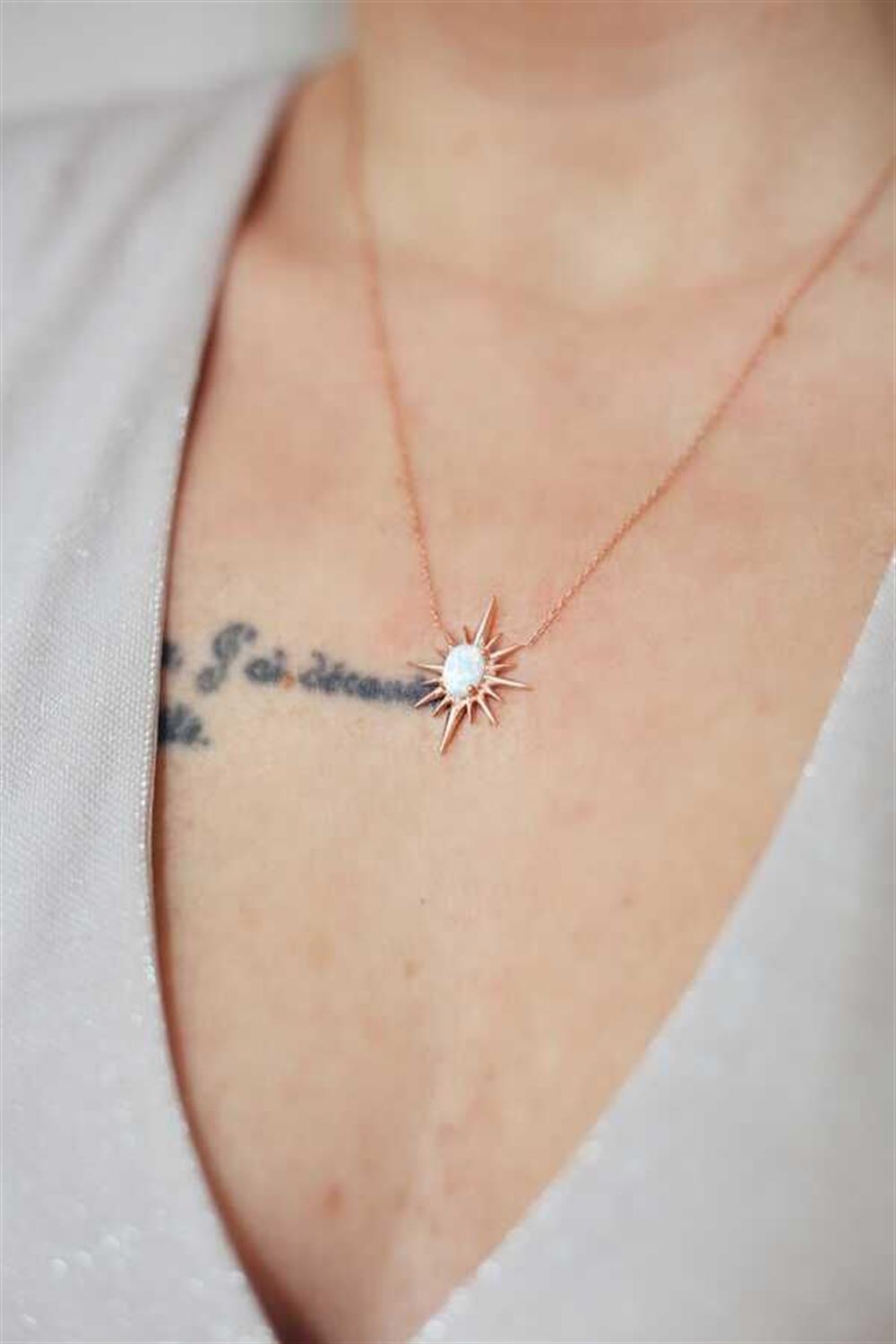 Opal Taş 925 Ayar Gümüş Kolye