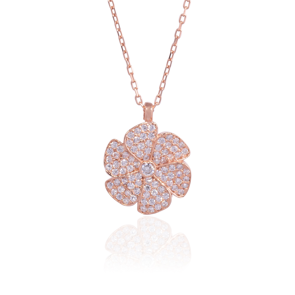 Taşlı Çiçek Kolye