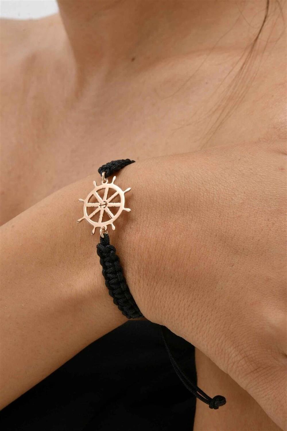 Unisex Dümen Figürlü Ayarlanabilir Örme 925 Ayar Gümüş Bileklik