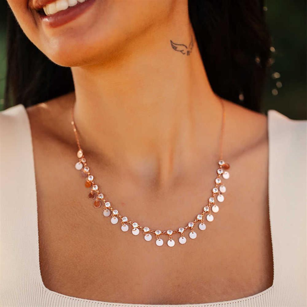 Zirkon Taşlı Pullu Kadın 925 Ayar Gümüş Kolye