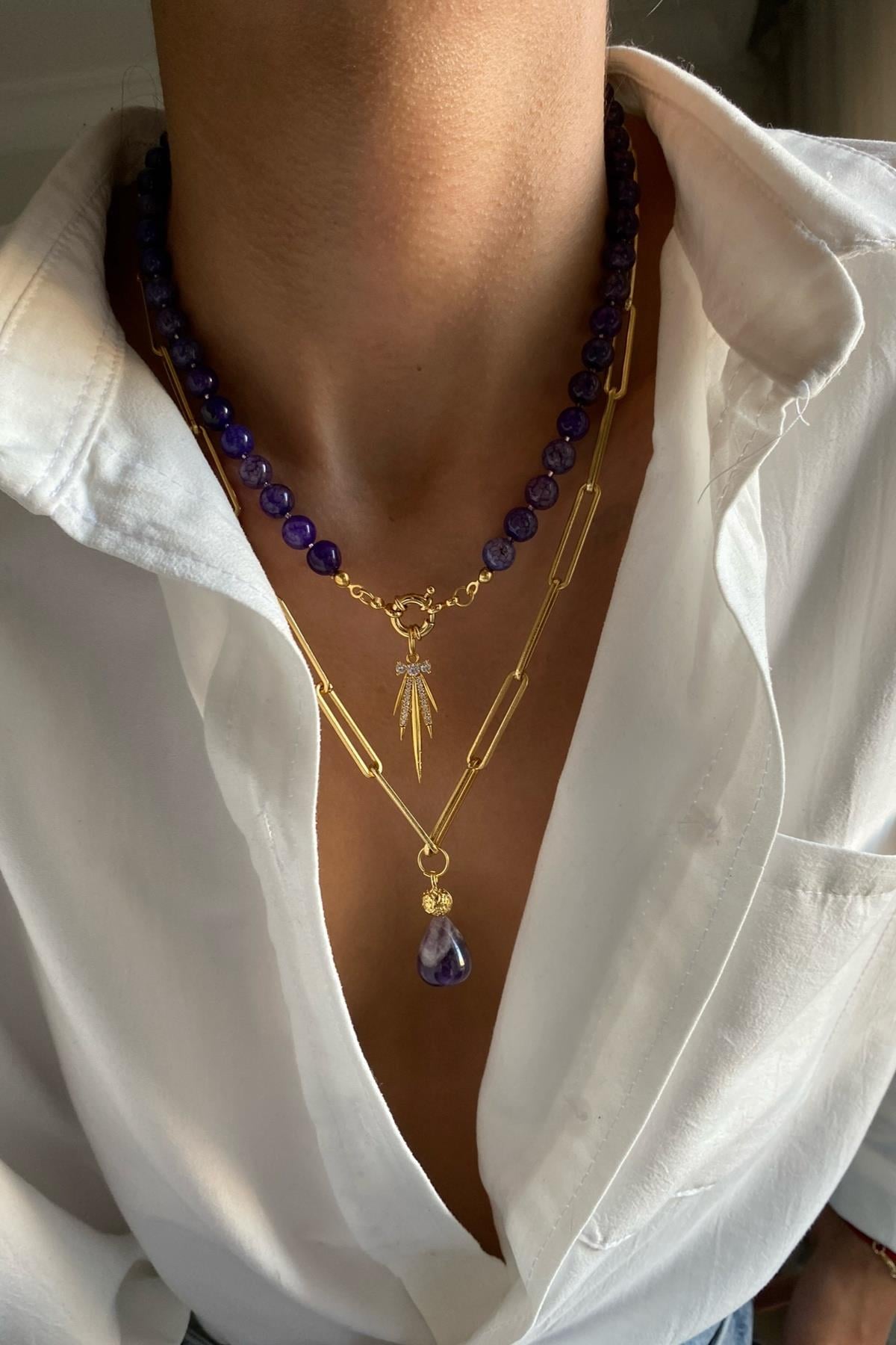 Ametist Taşı Kolye Seti (Tüm Set)