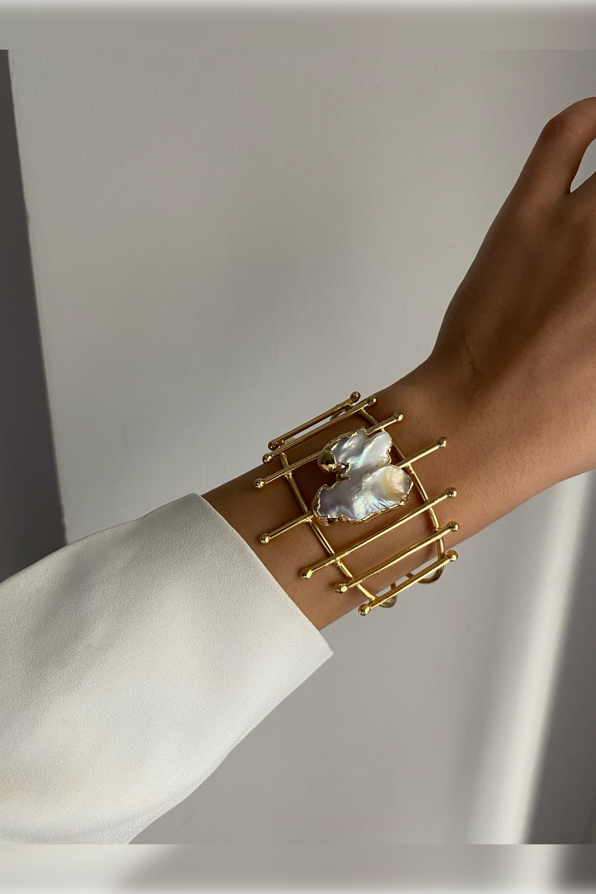 Barok İnci Tasarım Kelepçe Bileklik