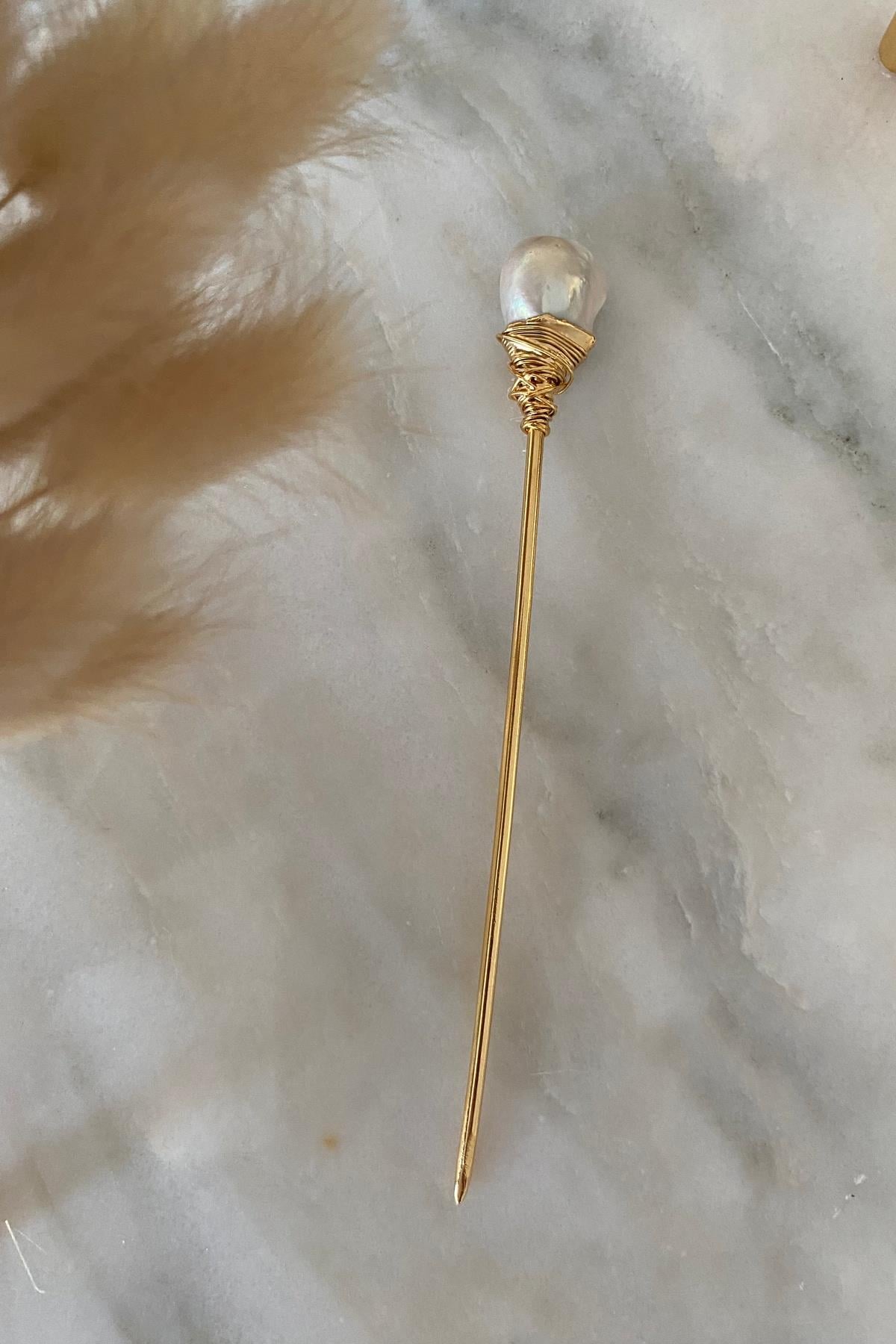 Barok İnci  Topuz Tokası