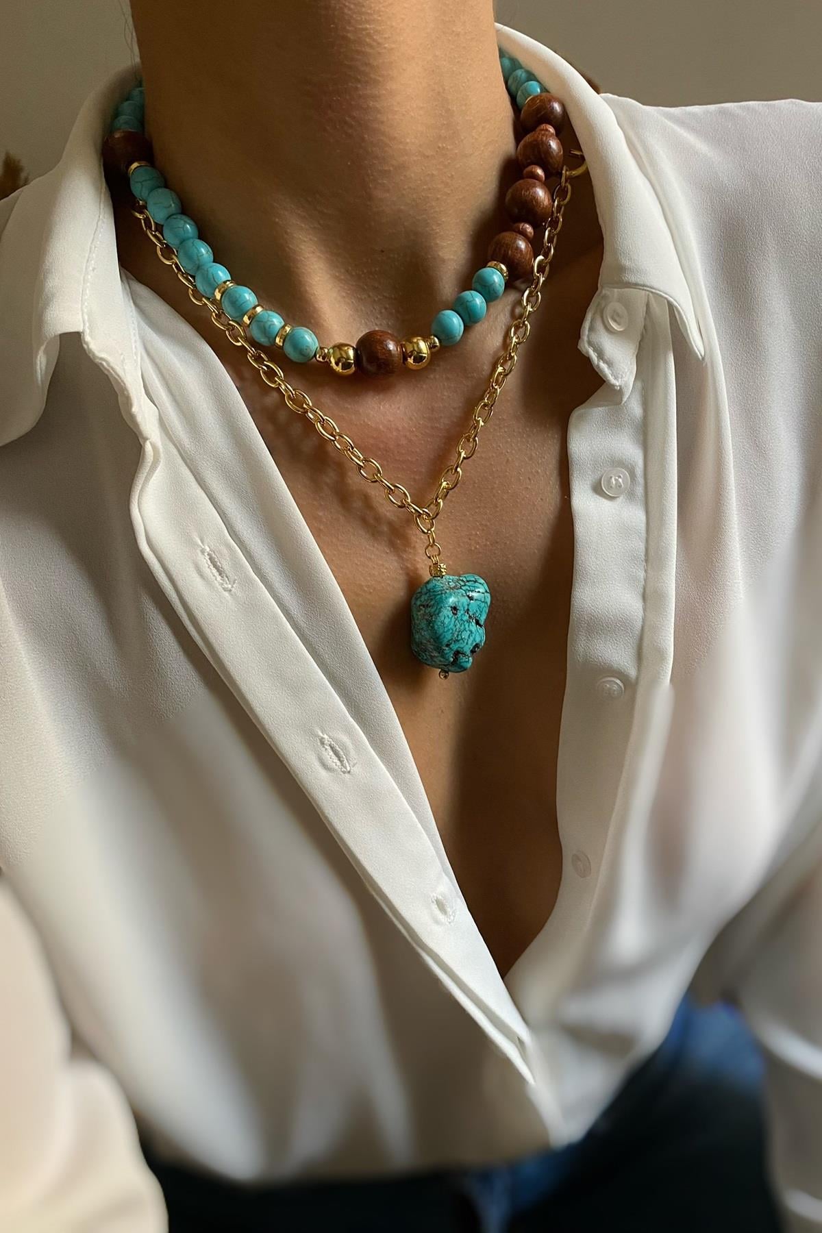 Firuze Taşı Kolye Seti (Tüm Set)