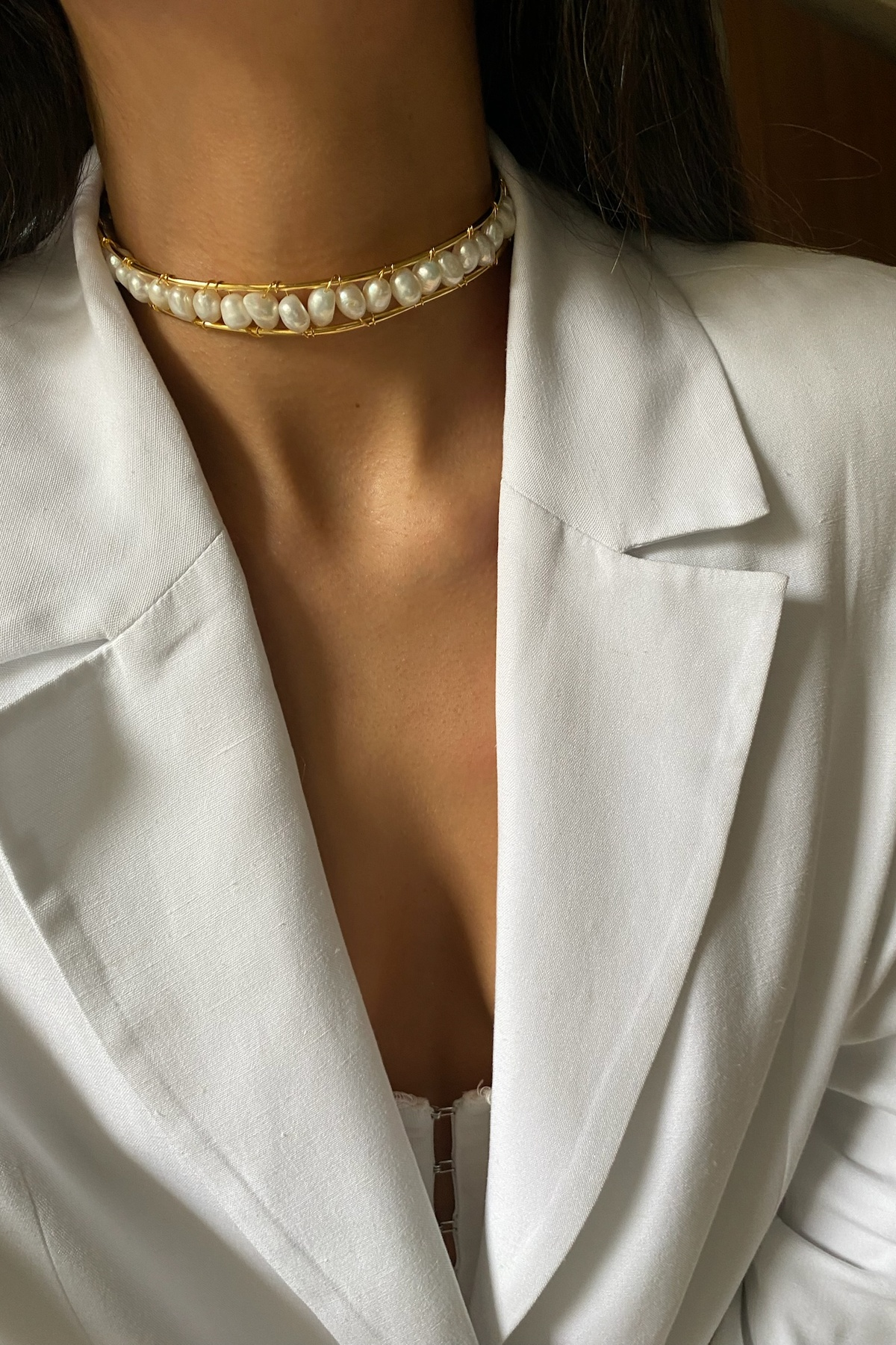 Gerçek İnci Tasarım Tasma Kolye (Sınırlı Adet) 