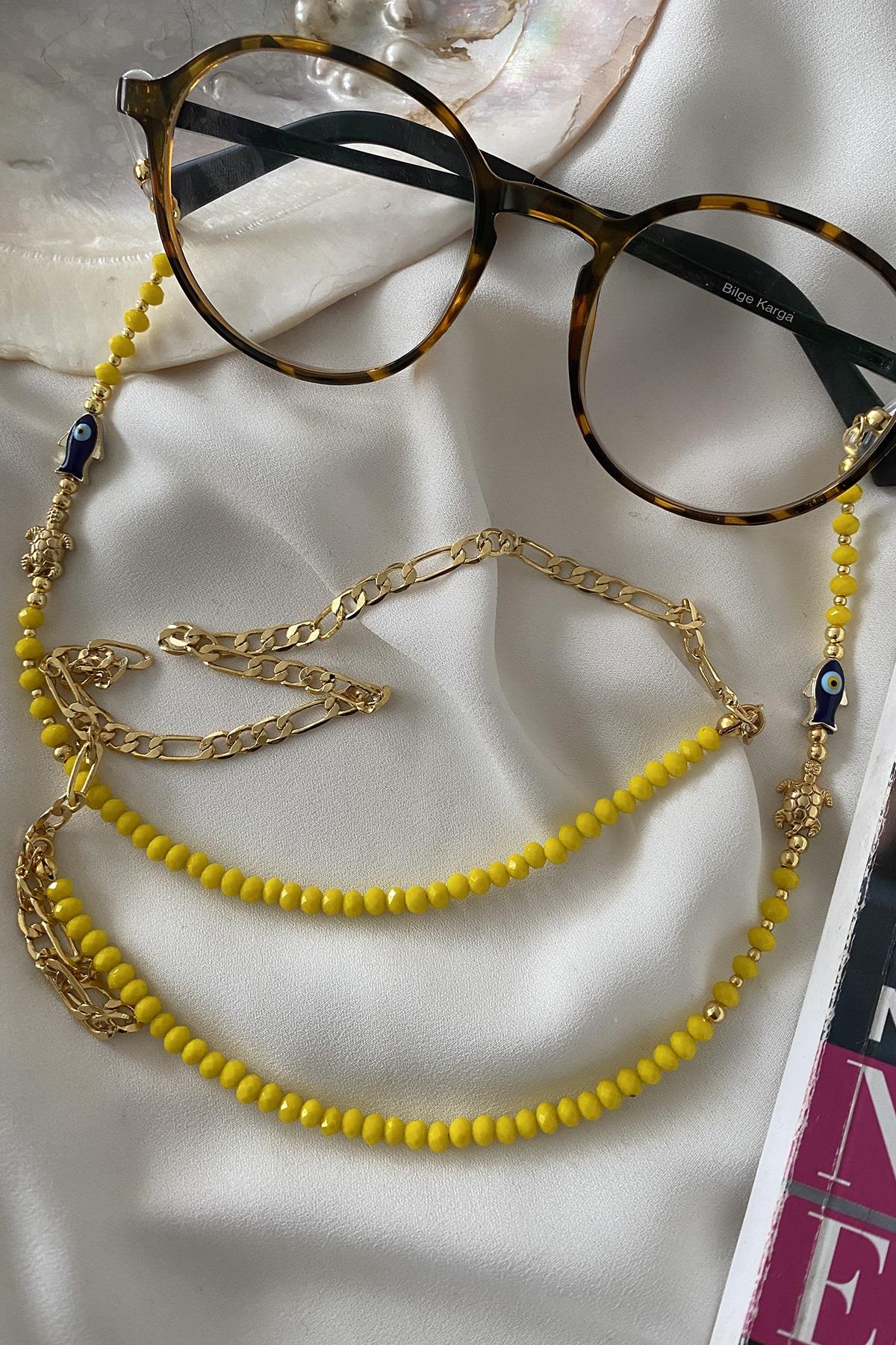 Sarı Kristal Gözlük Askısı