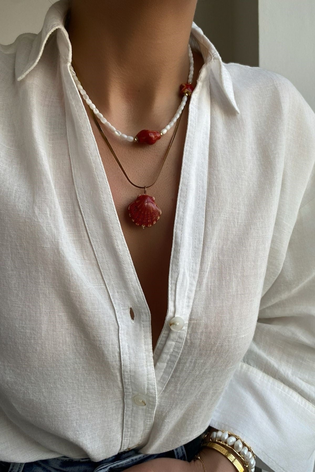 Sedef Taşı Tasarım Kolye Seti (Tüm Set)