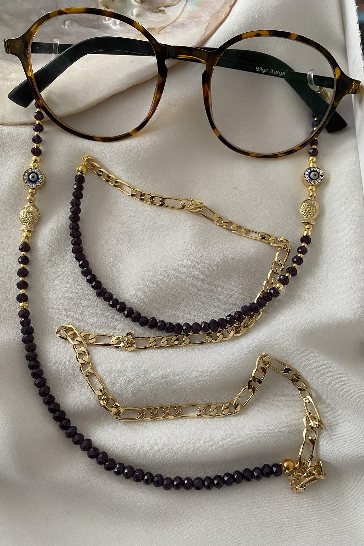 Siyah Kristal Gözlük Askısı