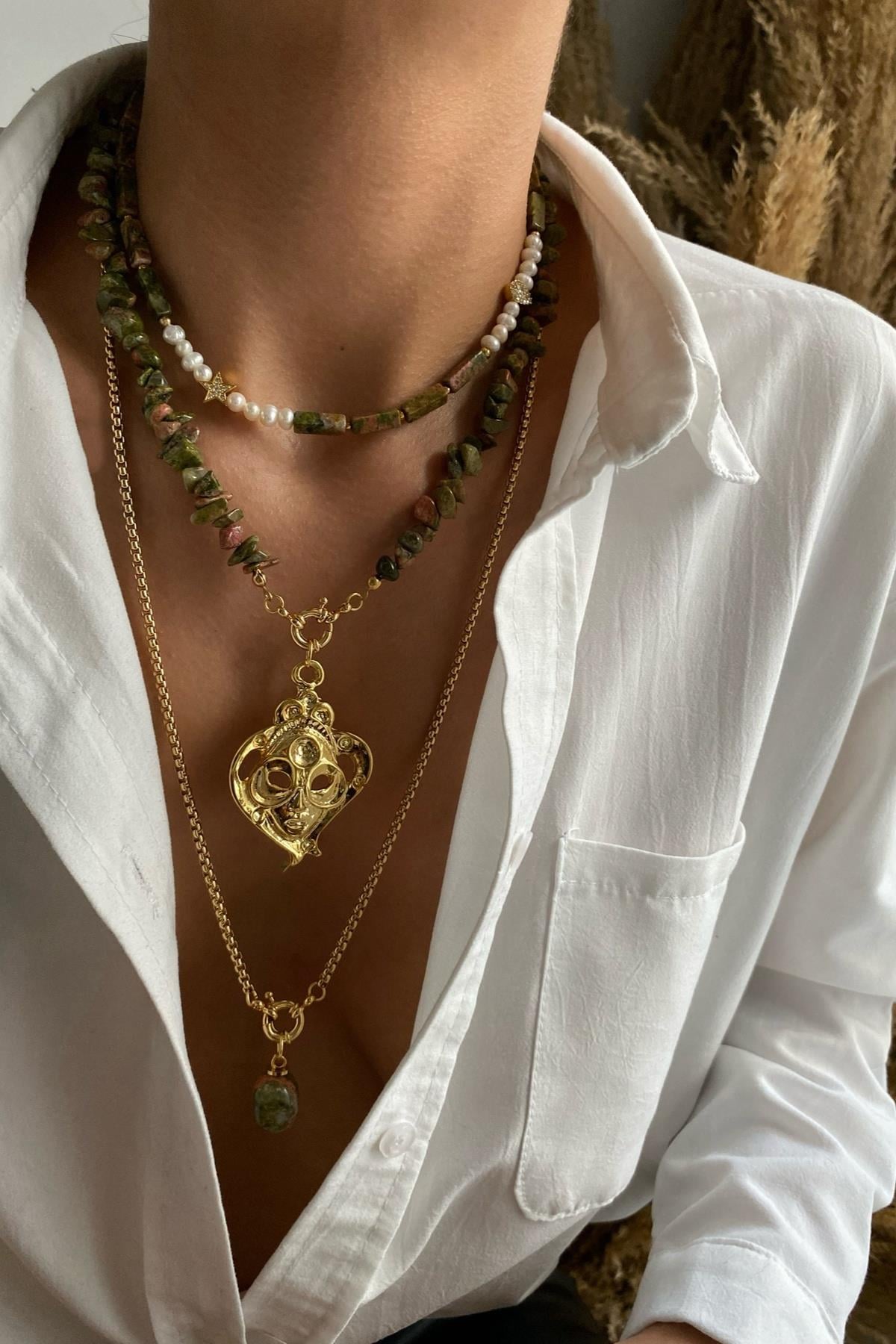 Unakit Taşı Kolye Seti (Tüm Set) 