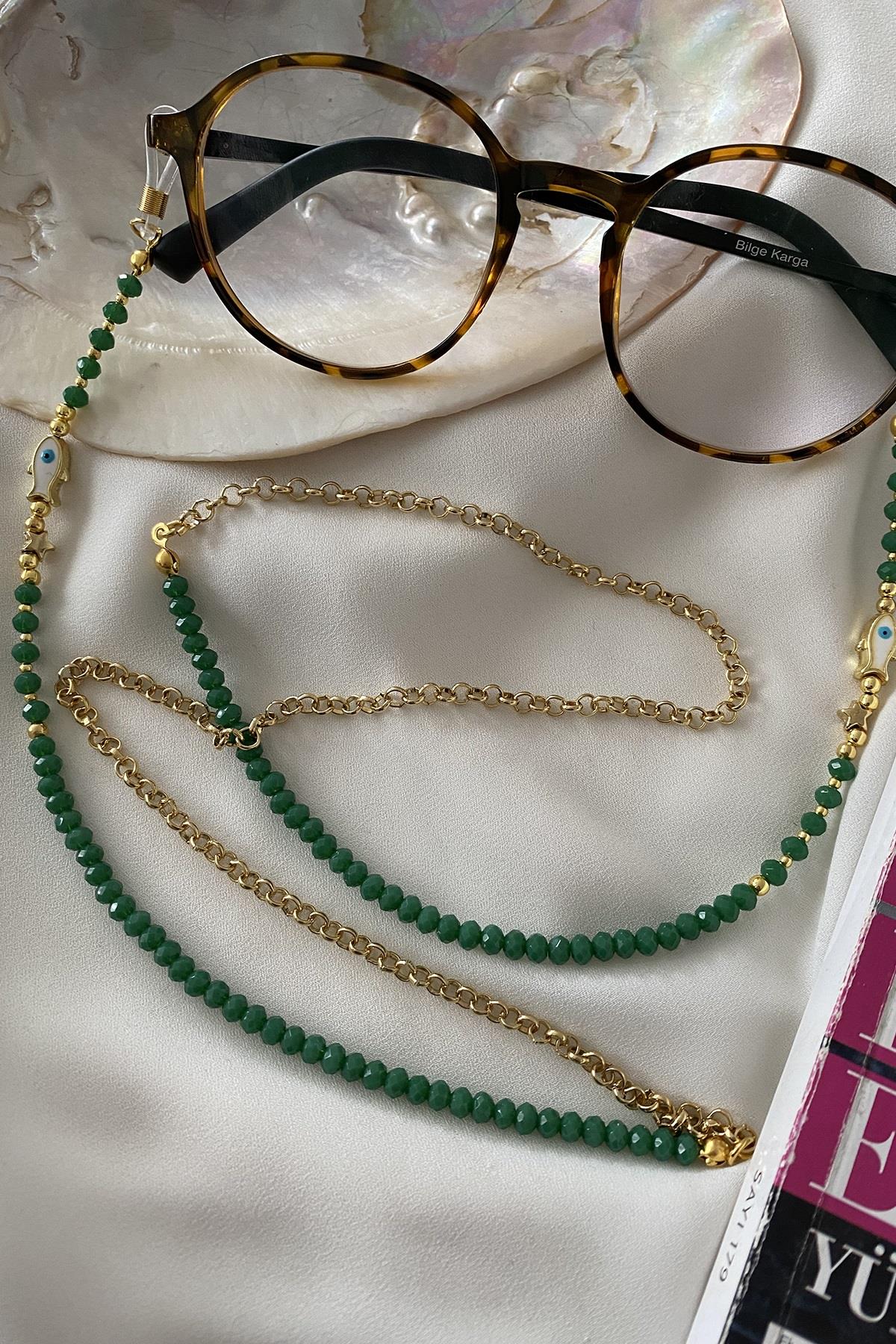 Yeşil Kristal Gözlük Askısı