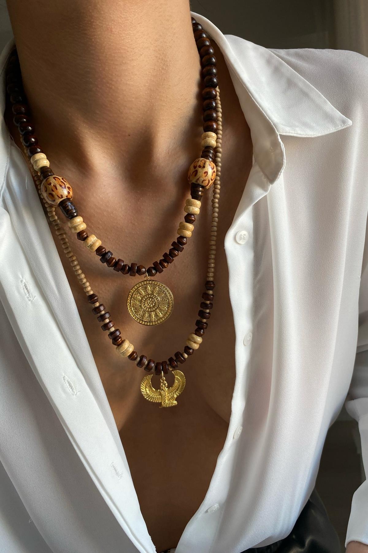 Ahşap Boncuk Kolye Seti (Tüm Set) 