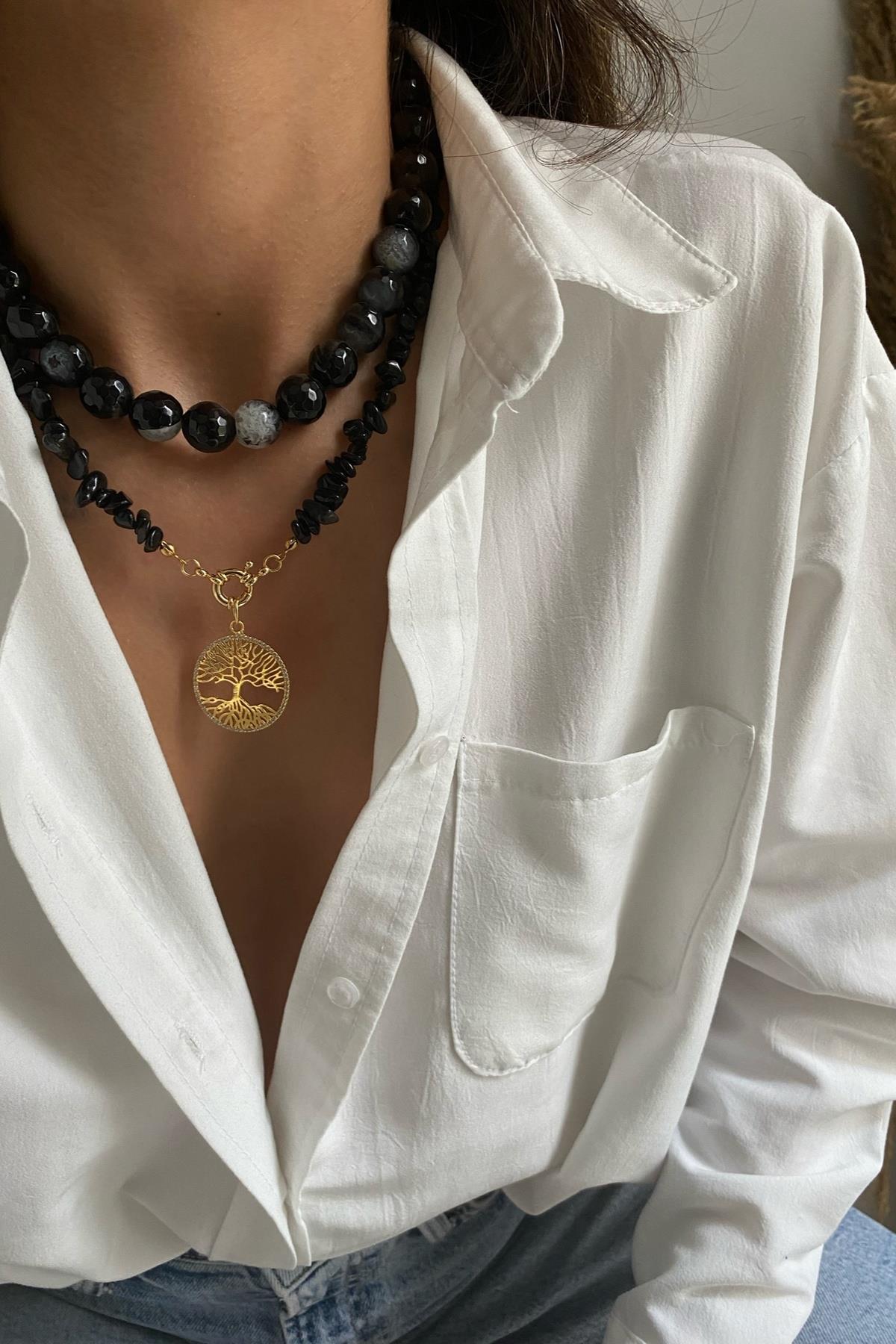 Akik Taşı Kolye Seti (Tüm Set) 