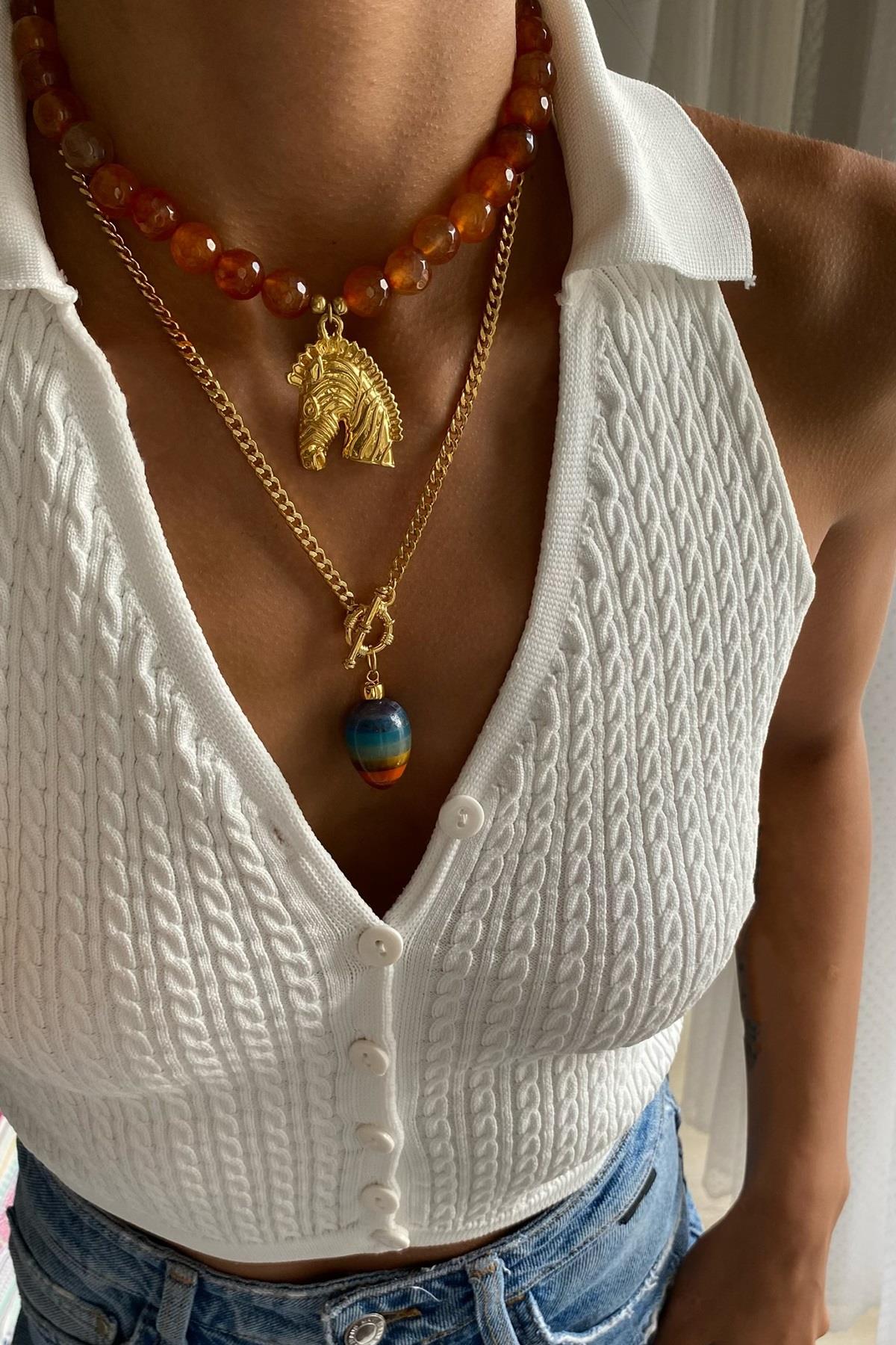 Akik Taşı Kolye Seti (Tüm Set)