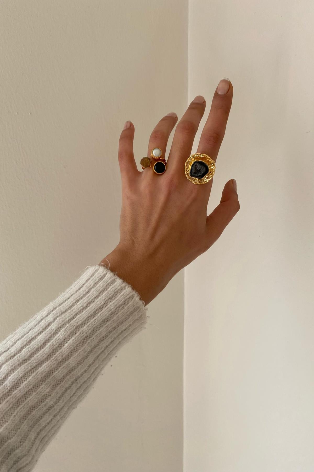 Akik Taşı Tasarım Yüzük Seti (Tüm Set)