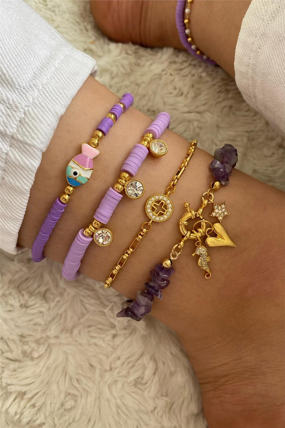 Amatis Taşı Halhal Seti (Tüm Set)