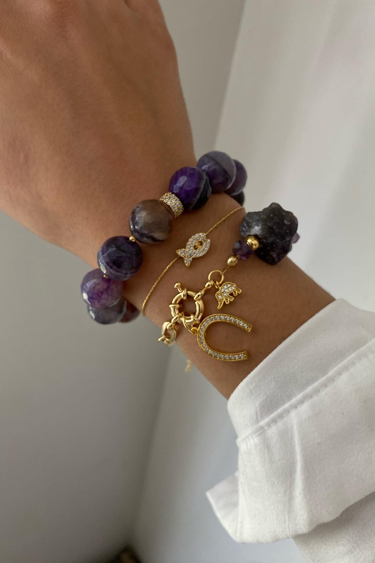 Ametist Taşı Bileklik Seti (Tüm Set)