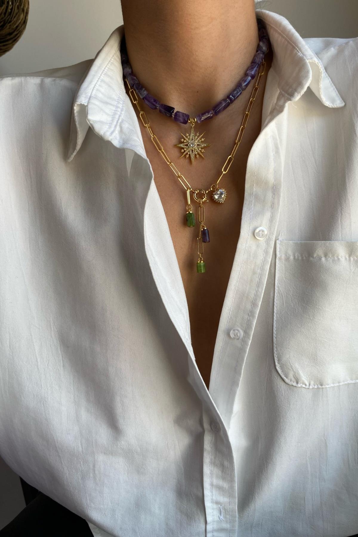 Ametist Taşı Kolye Seti (Tüm Set)