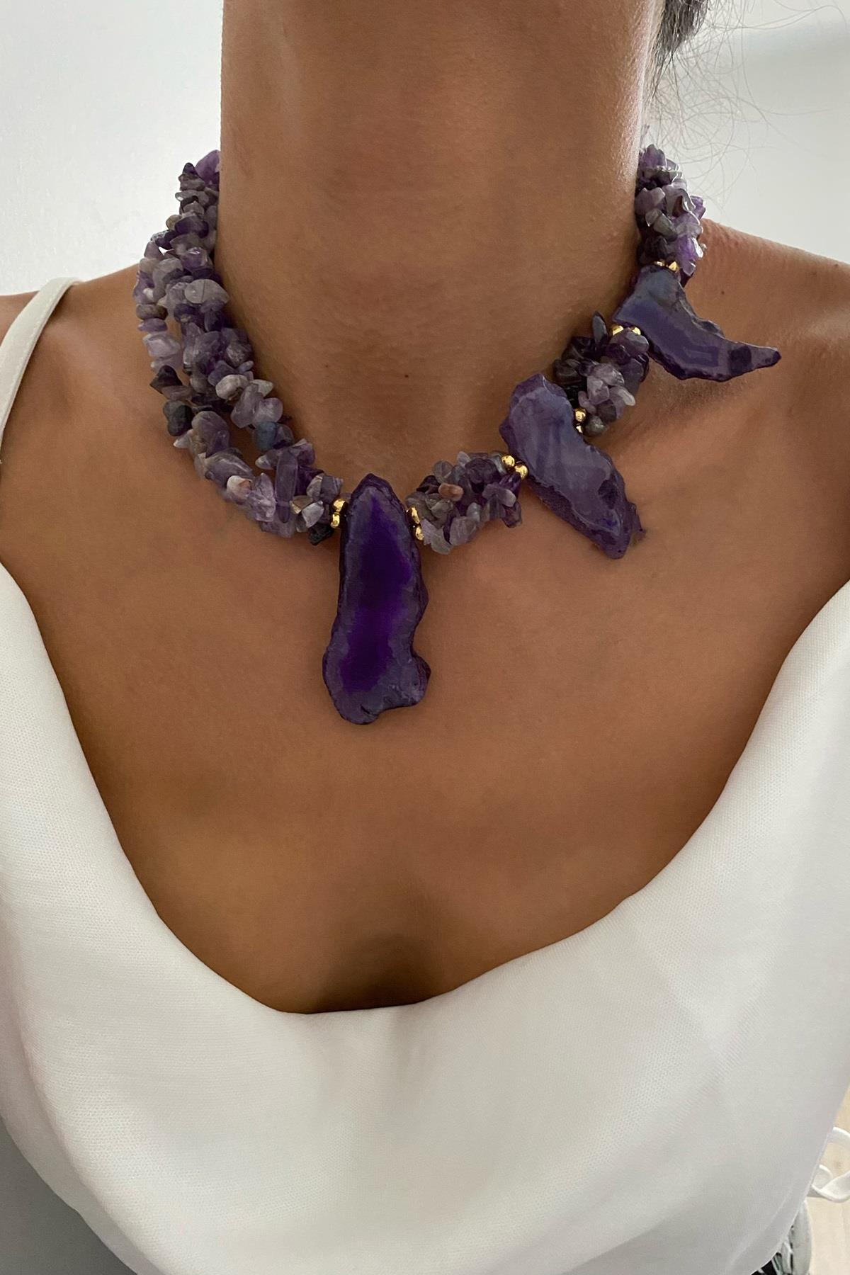 Ametist Taşı Tasarım Kolye 