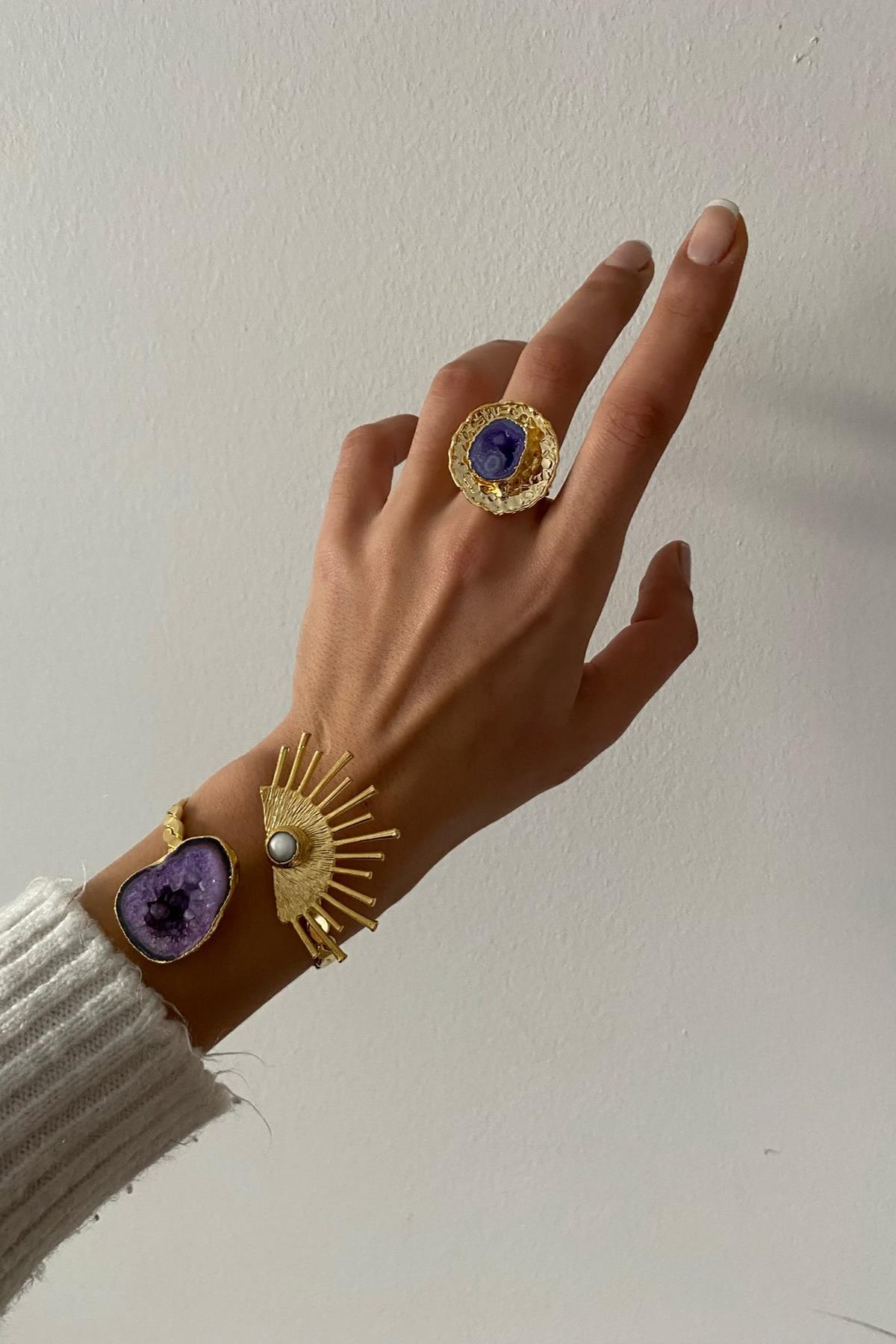 Ametist Taşı Tasarım Yüzük 