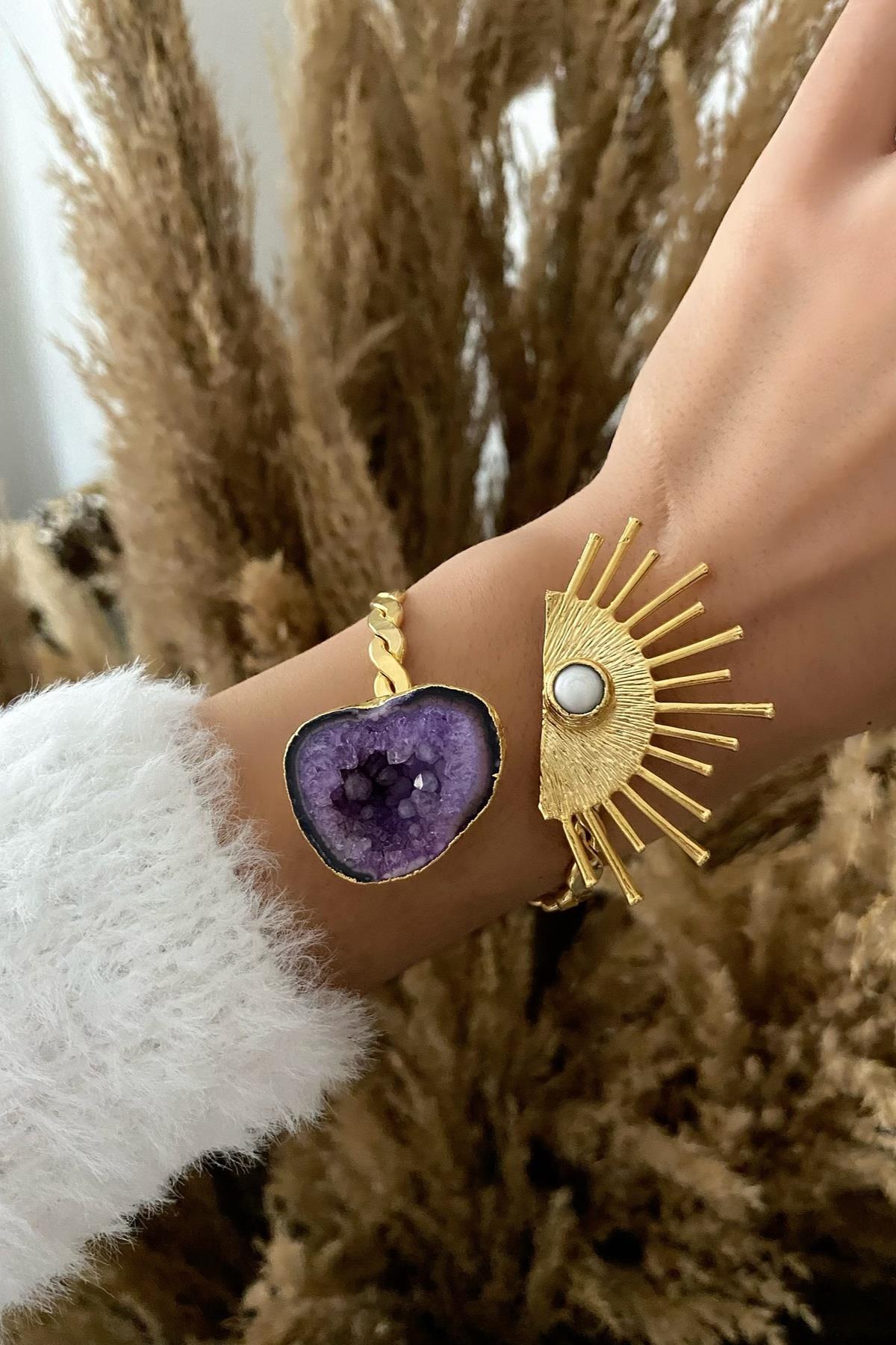 Ametist&İnci Bileklik Seti