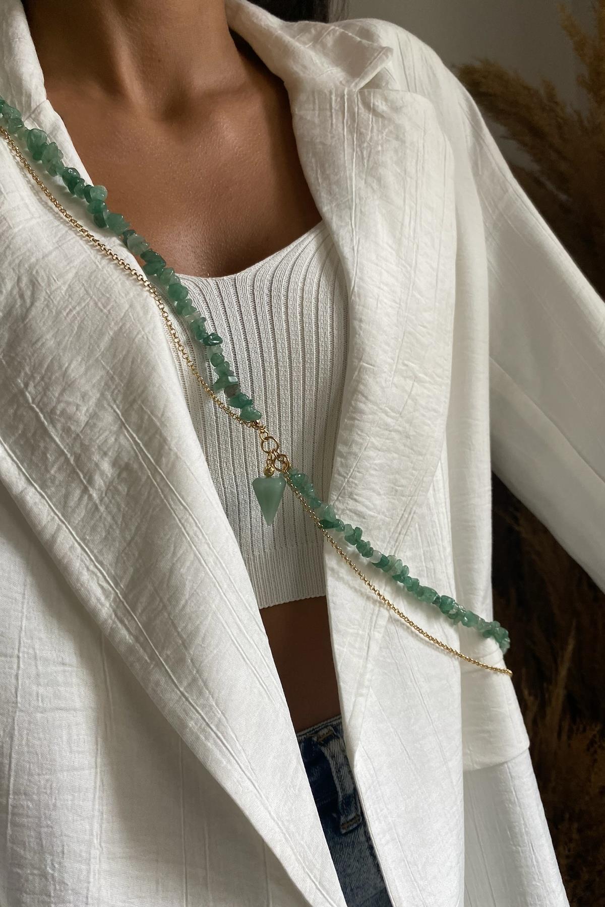 Aventurin Taşı Multi Fonksiyonel Tasarım Kolye 