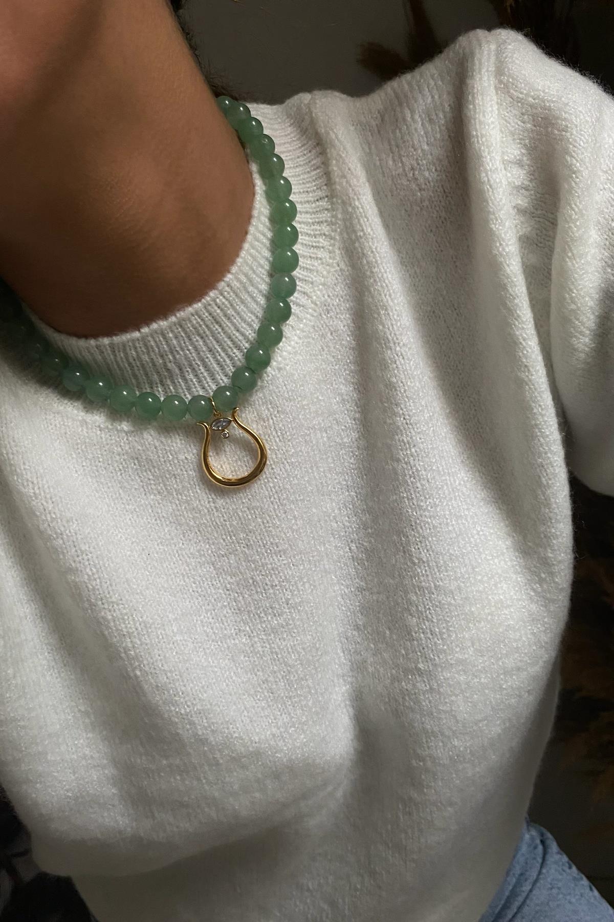 Aventurin Taşı Tasarım Kolye  (10mm)