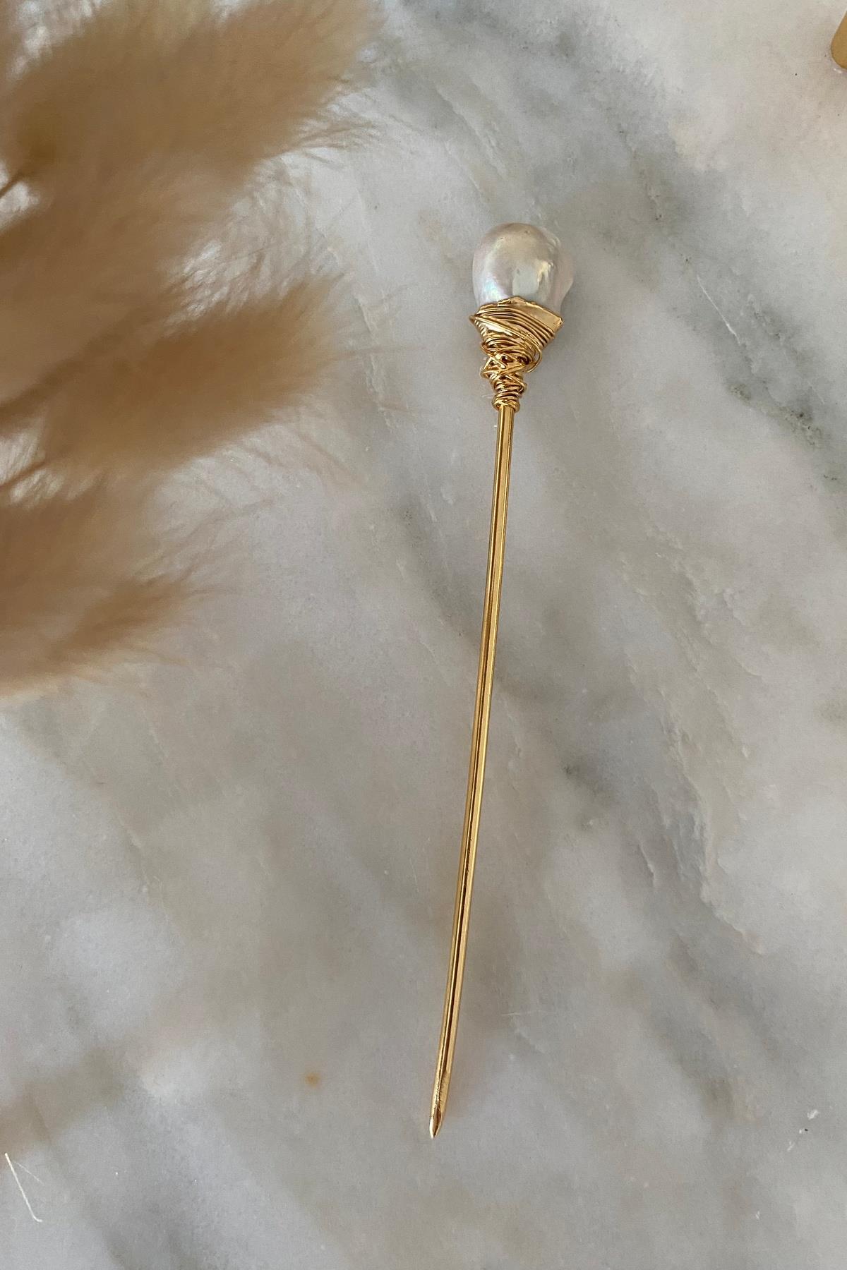 Barok İnci  Topuz Tokası