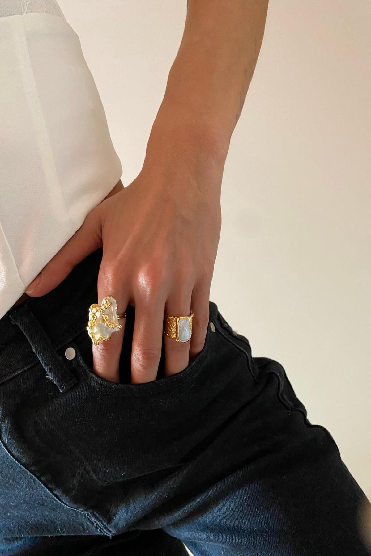 Barok İnci Yüzük Seti 