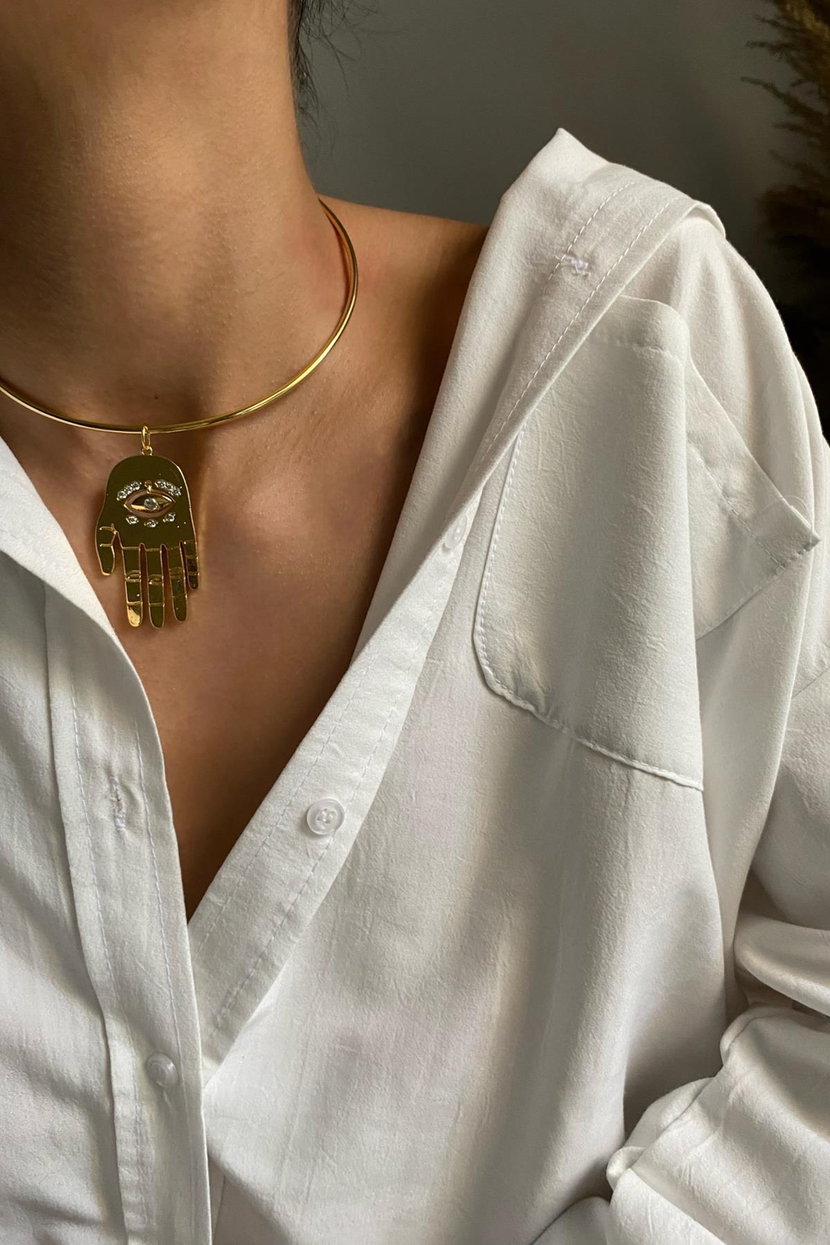 El Figürlü Tasma Tasarım Kolye 