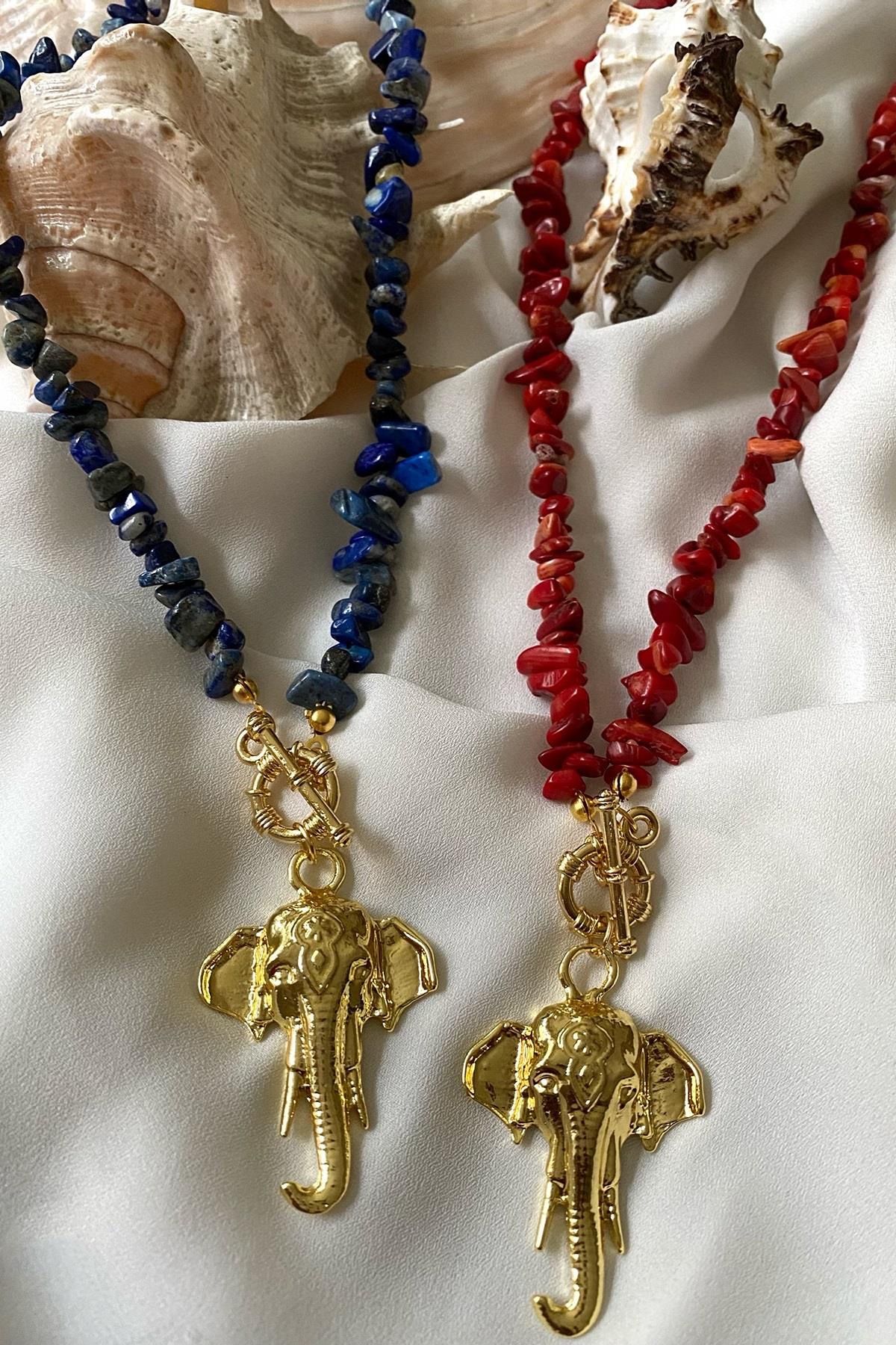 Filli Doğal Taş  Tasarım Kolye 