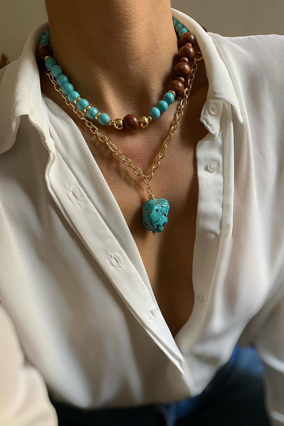 Firuze Taşı Kolye Seti (Tüm Set)