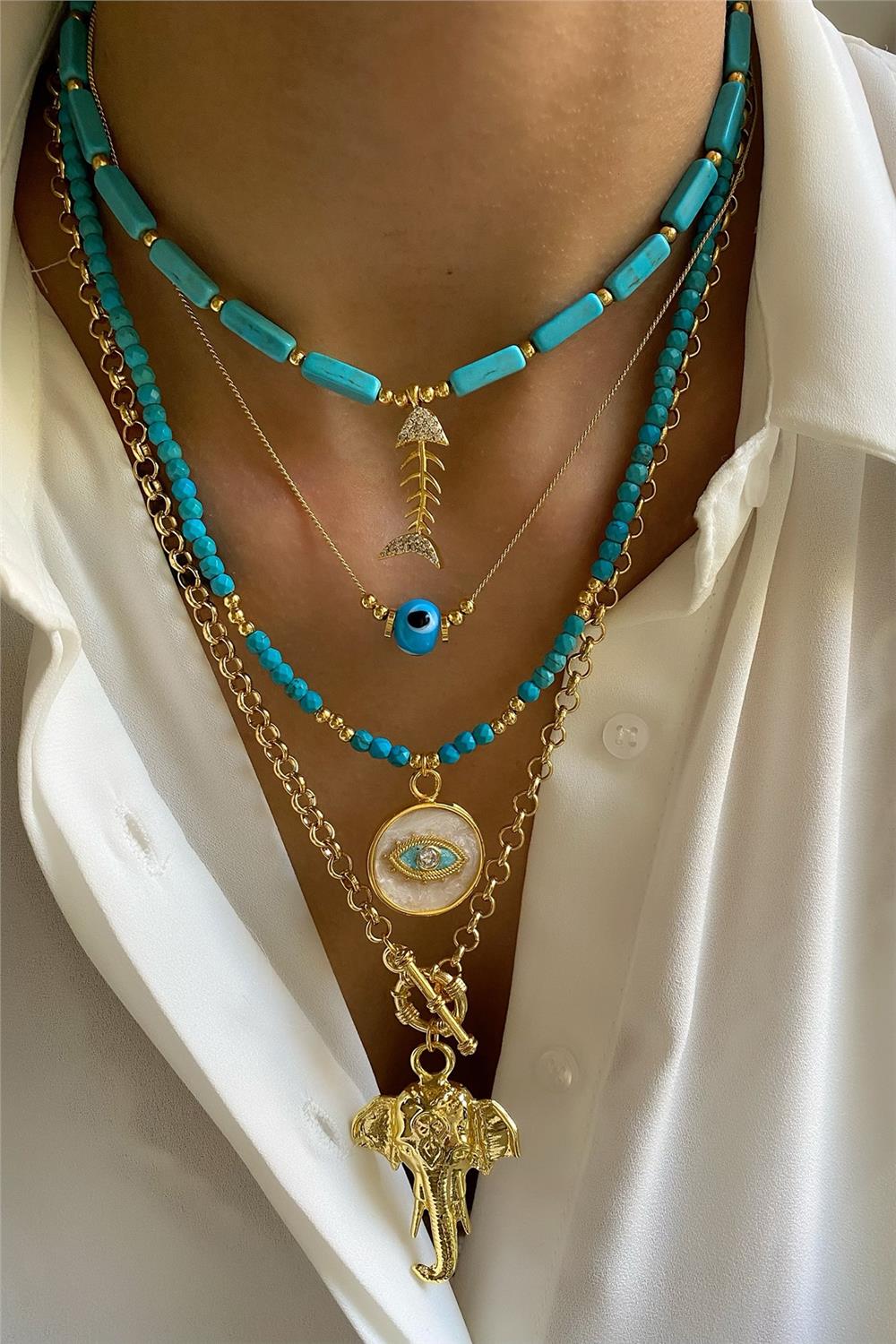 Firuze Taşı Kolye Seti (Tüm Set)