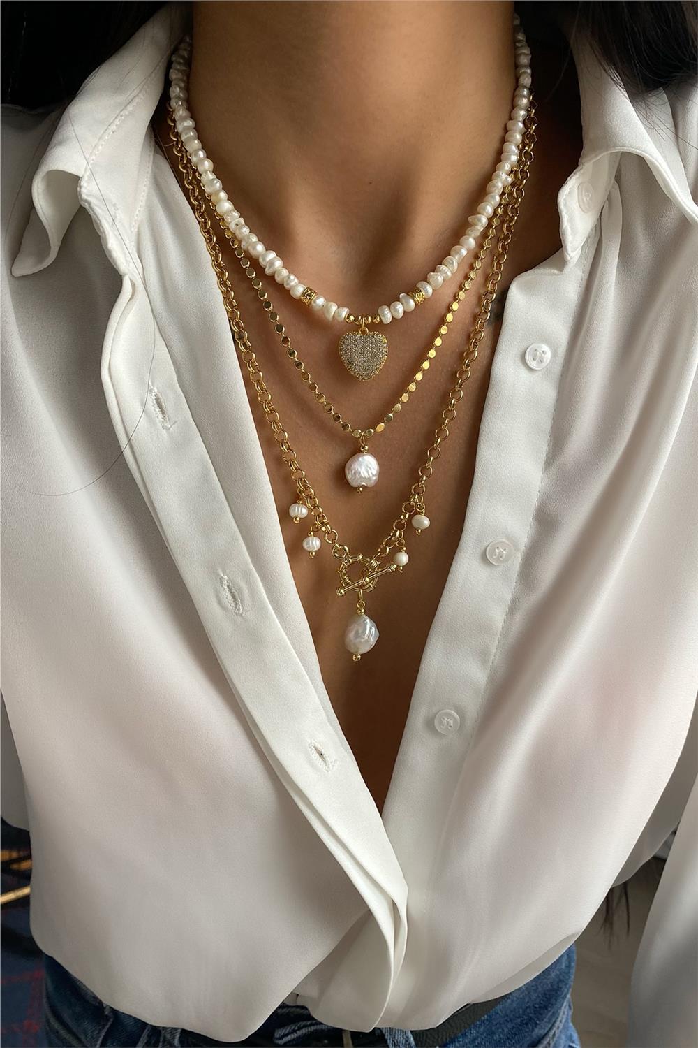 Gerçek İnci Kolye Seti (Tüm Set)