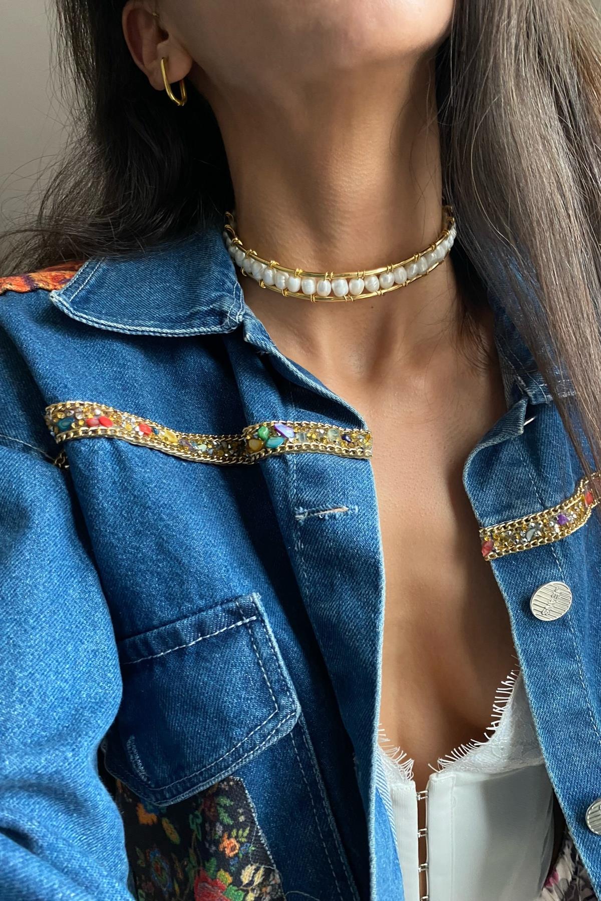 Gerçek İnci Tasarım Tasma Kolye (Sınırlı Adet) 