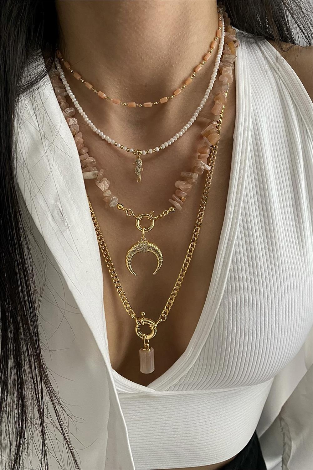 Güneş Taşı Tasarım Kolye Seti (Tüm Set)