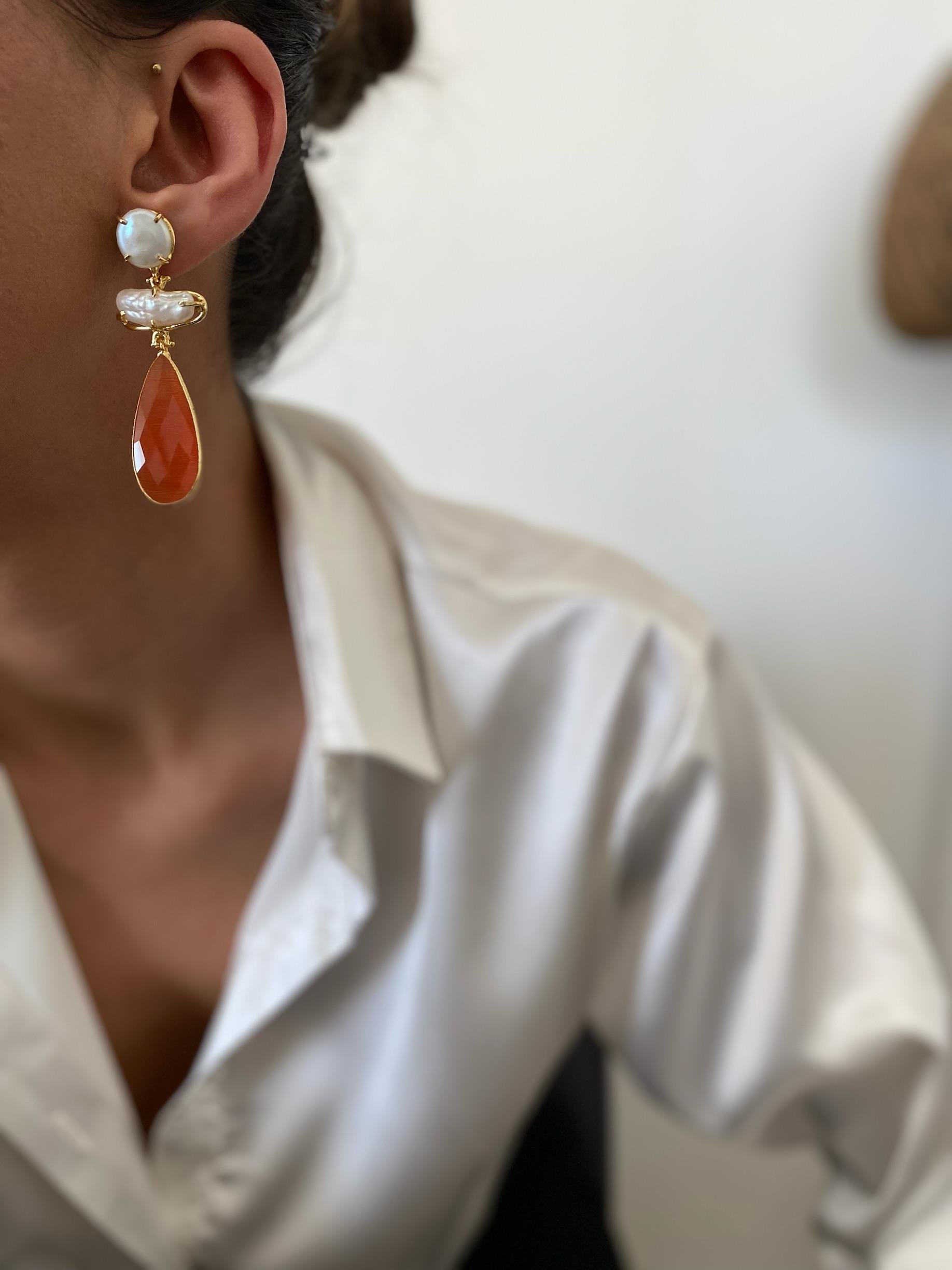 İnci & Damla Kesim Tasarım  Küpe 