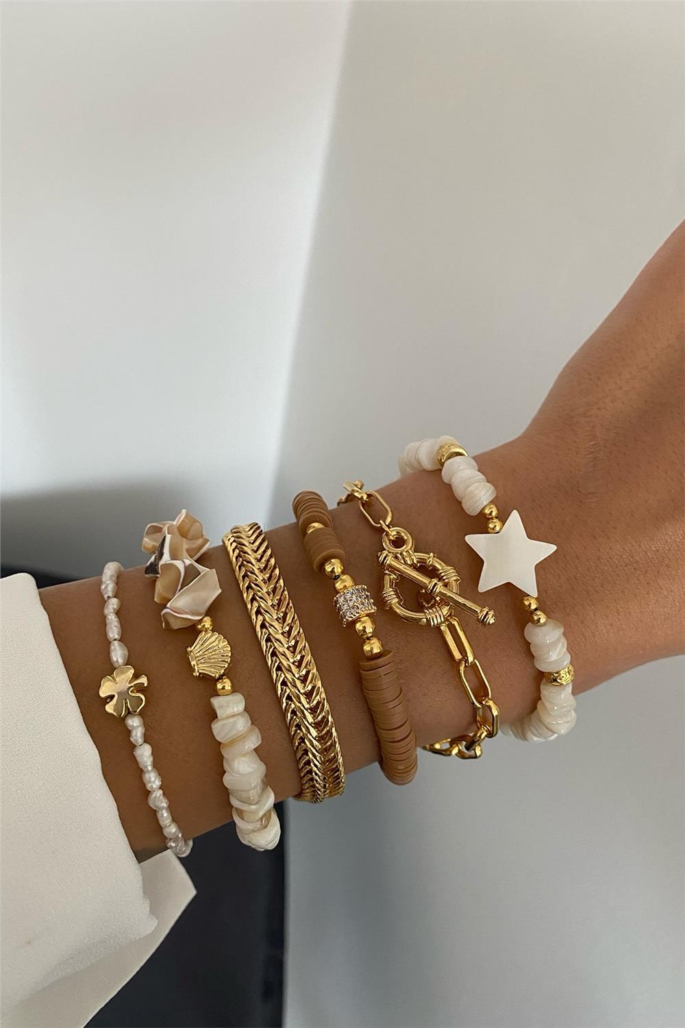 İnci&Sedef Taşı Bileklik Seti (Tüm Set)