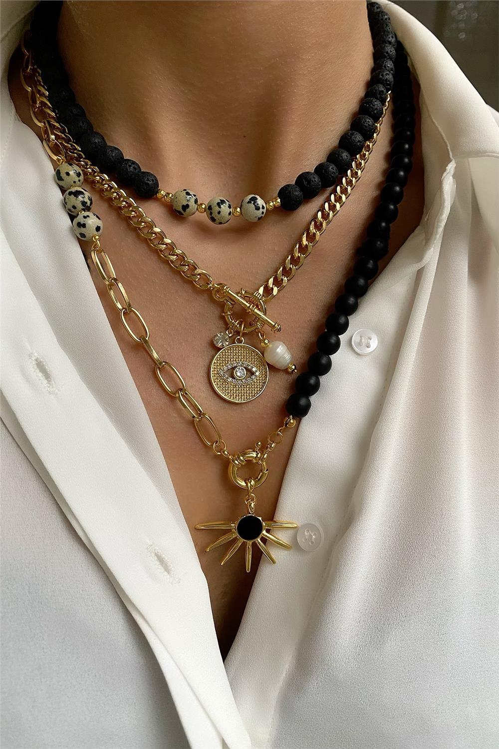 Jasper&Lav Taşı Kolye Seti (Tüm Set)