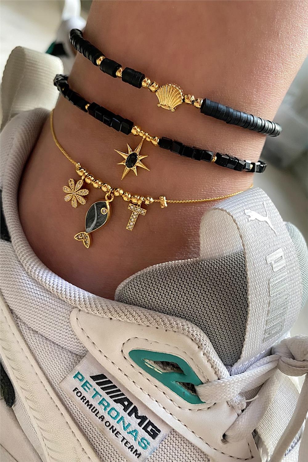 Kare Kristal Tasarım Halhal Seti (Tüm Set)