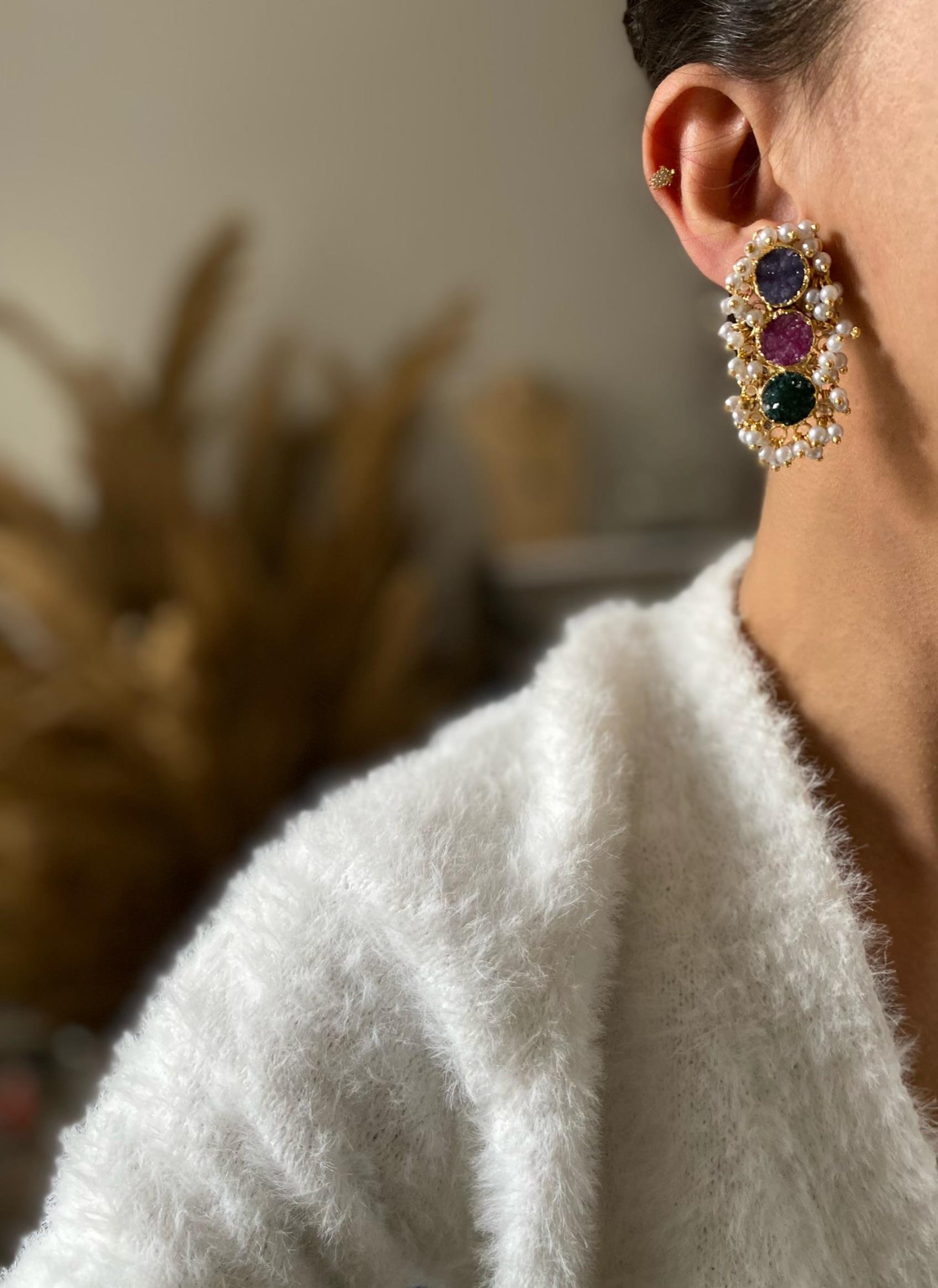 Karma Drüze Tasarım Küpe (Sınırlı Adet) 