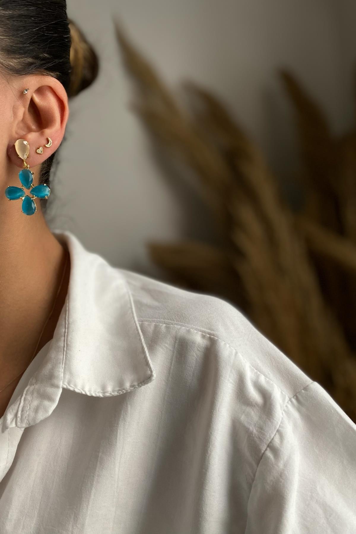 Kedi Gözü Tasarım  Küpe 