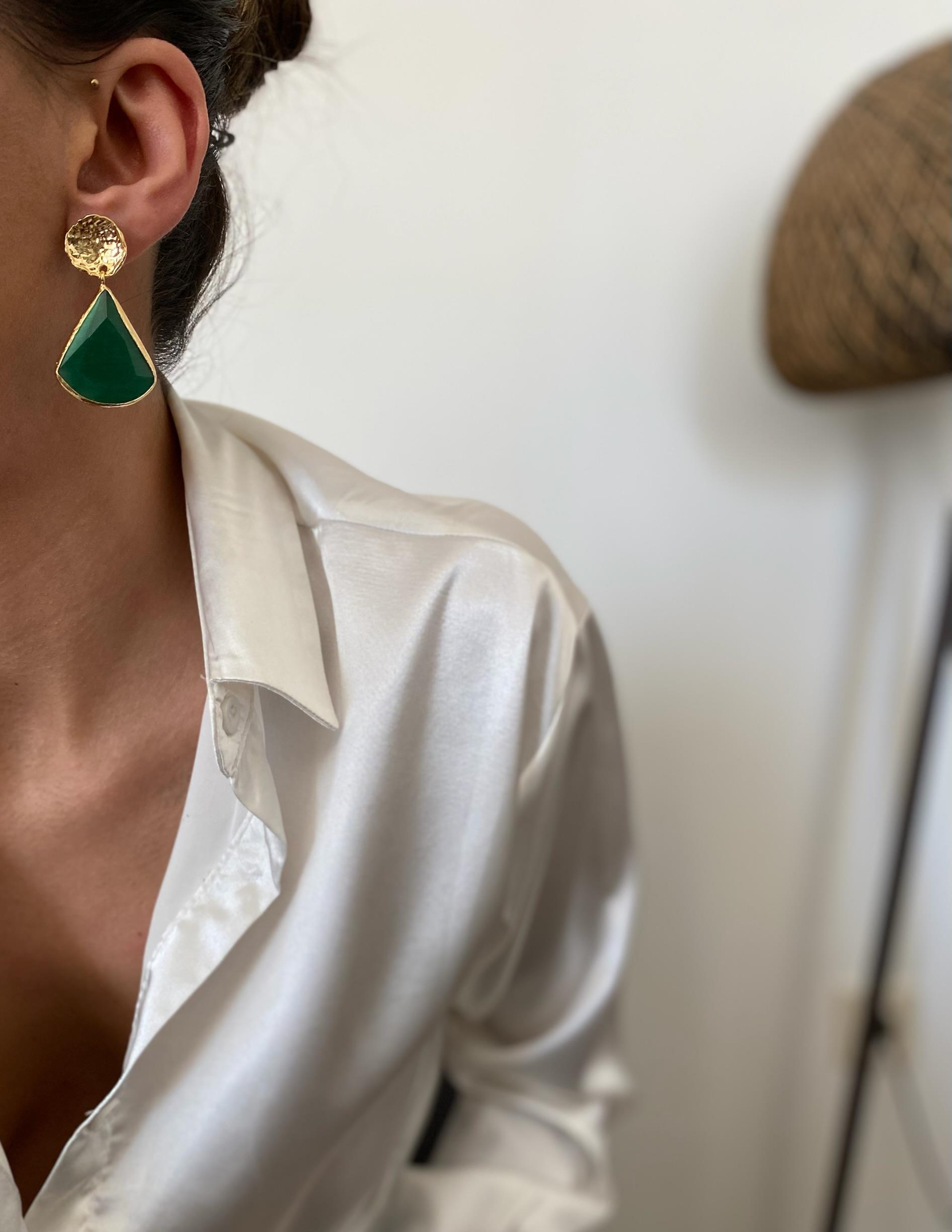 Kedi Gözü Tasarım  Küpe (Yeşil)