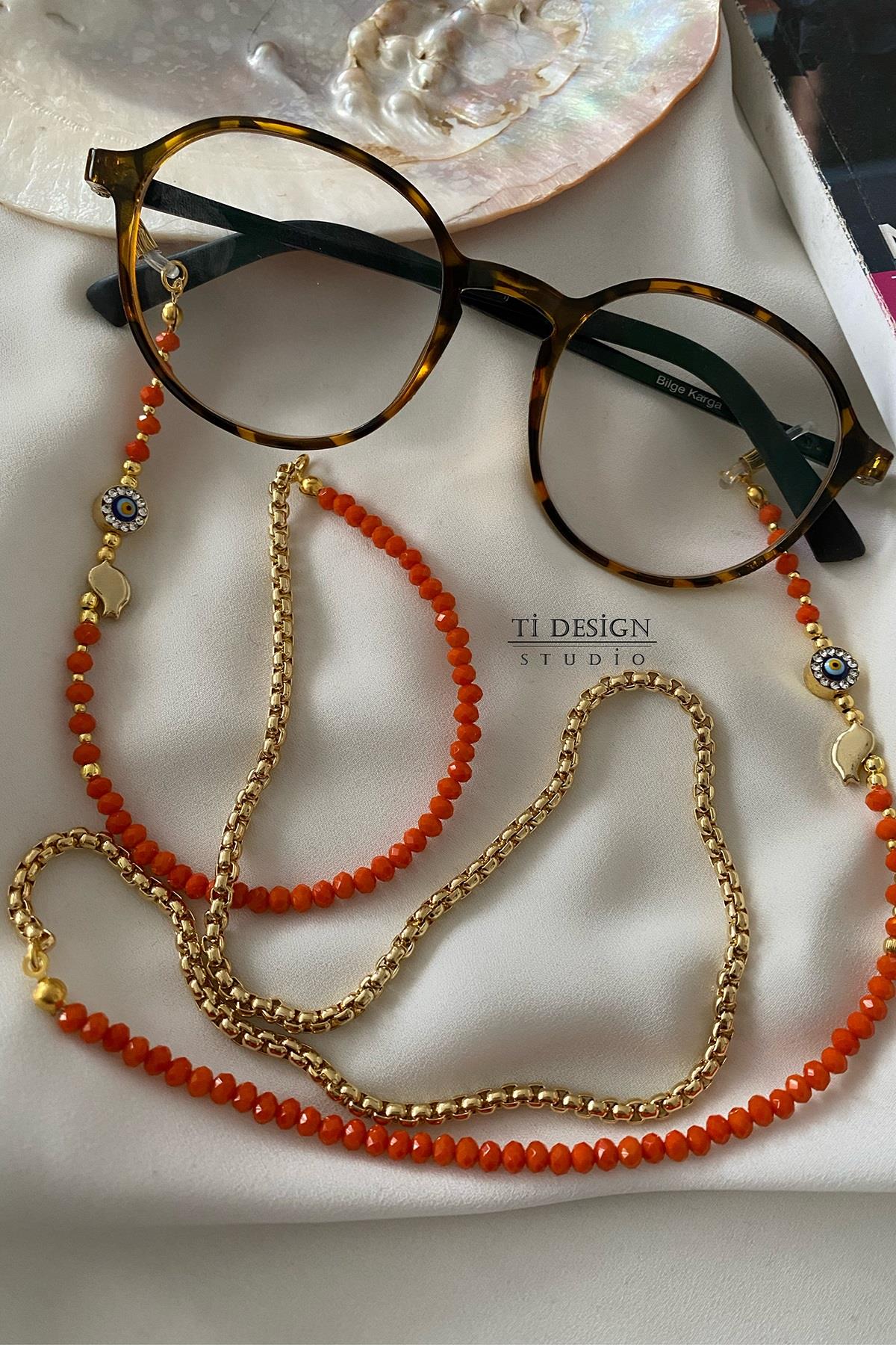 Kırmızı Kristal Gözlük Askısı