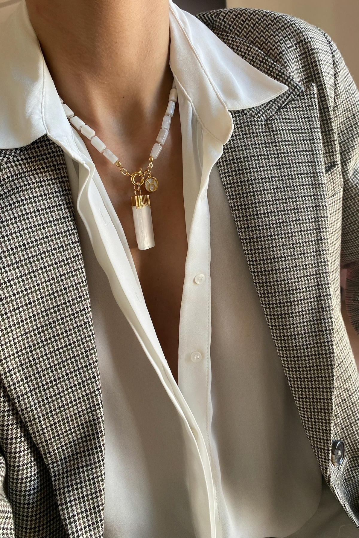 Kristal Sedef  Taşı Tasarım Kolye